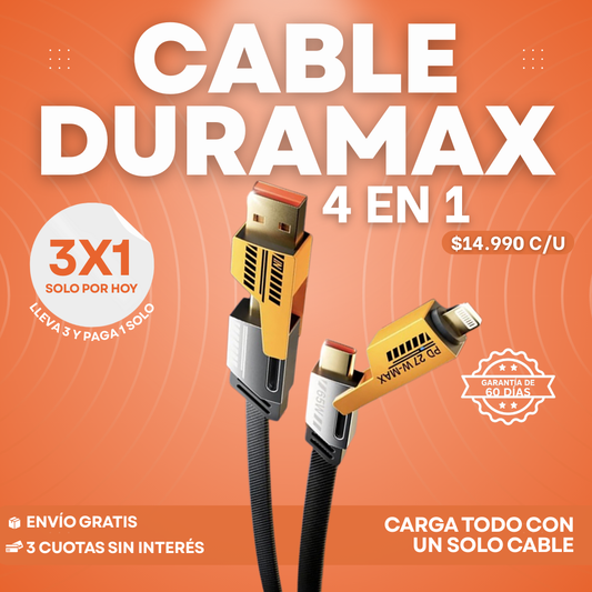 Cable Duramax 4 en 1 - Carga rápida en todos tus dispositivos