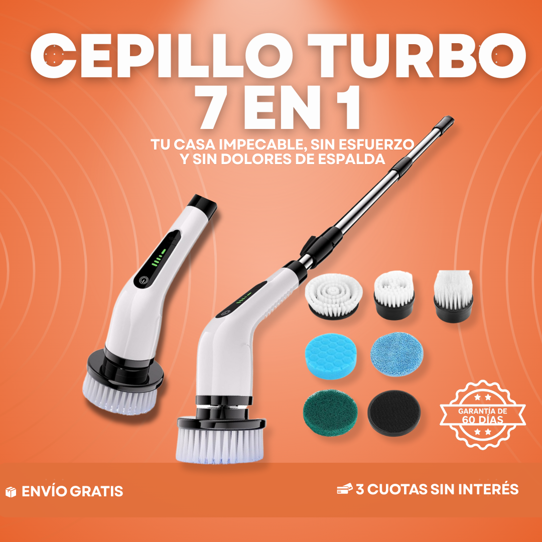 40% OFF - Cepillo Turbo 7 en 1 - Limpieza Profunda sin Esfuerzo