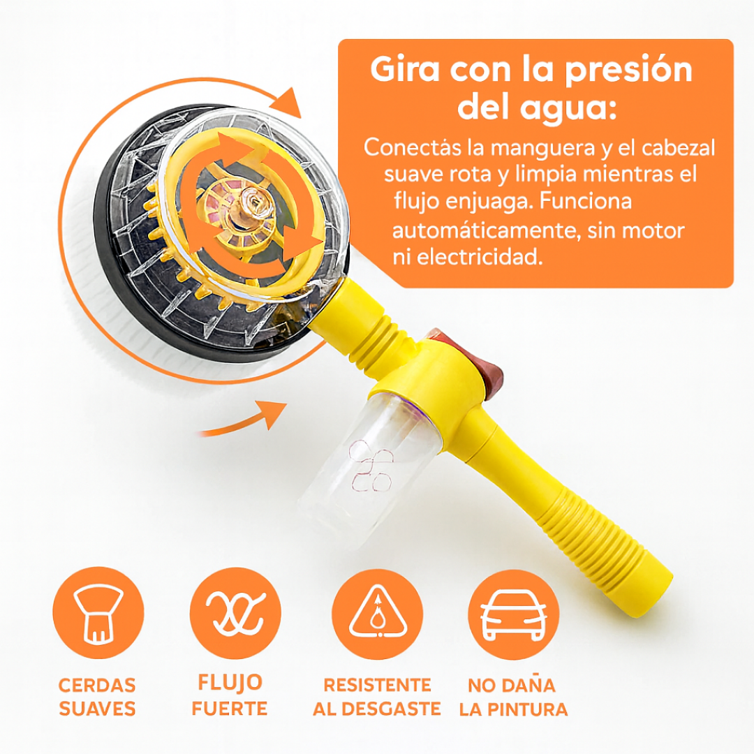 HidroSpin™ 360 - Cepillo Lava Autos Automatico + Manguera + Shampoo de Regalo